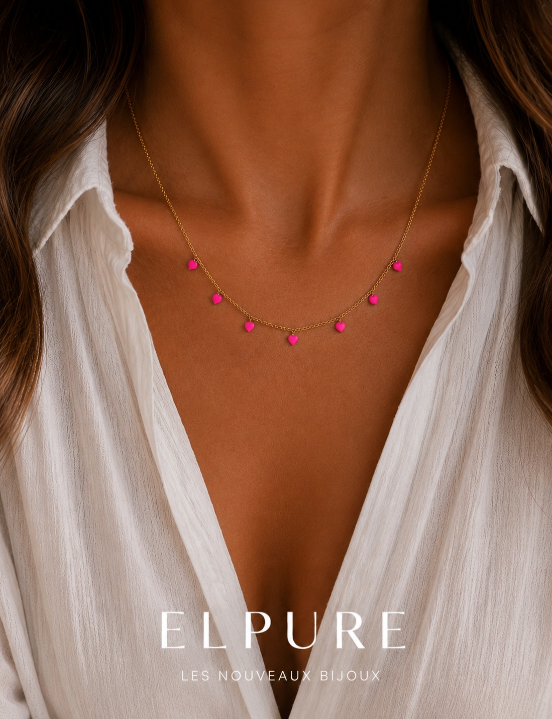 Collier à Cœurs Fuchsia