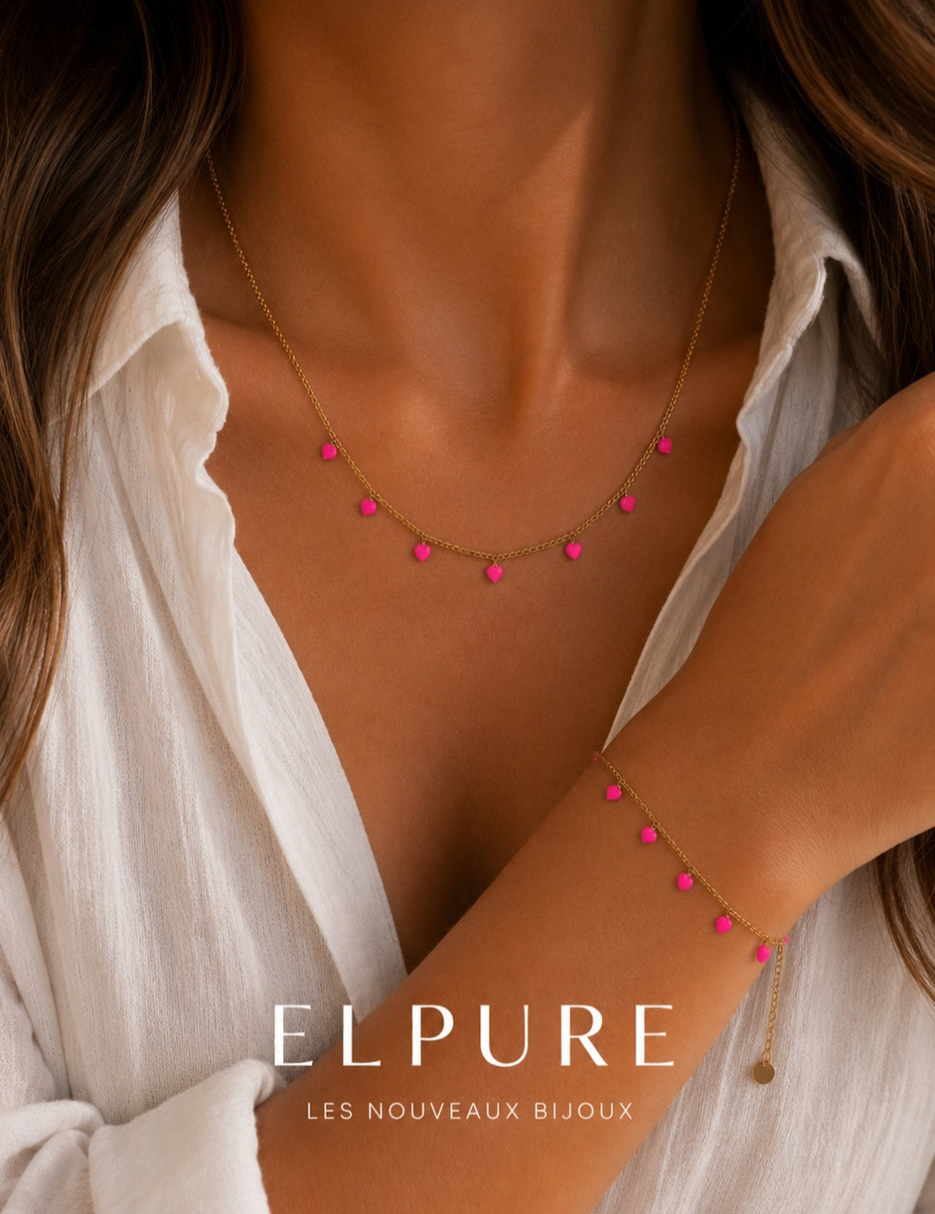 Collier à Cœurs Fuchsia