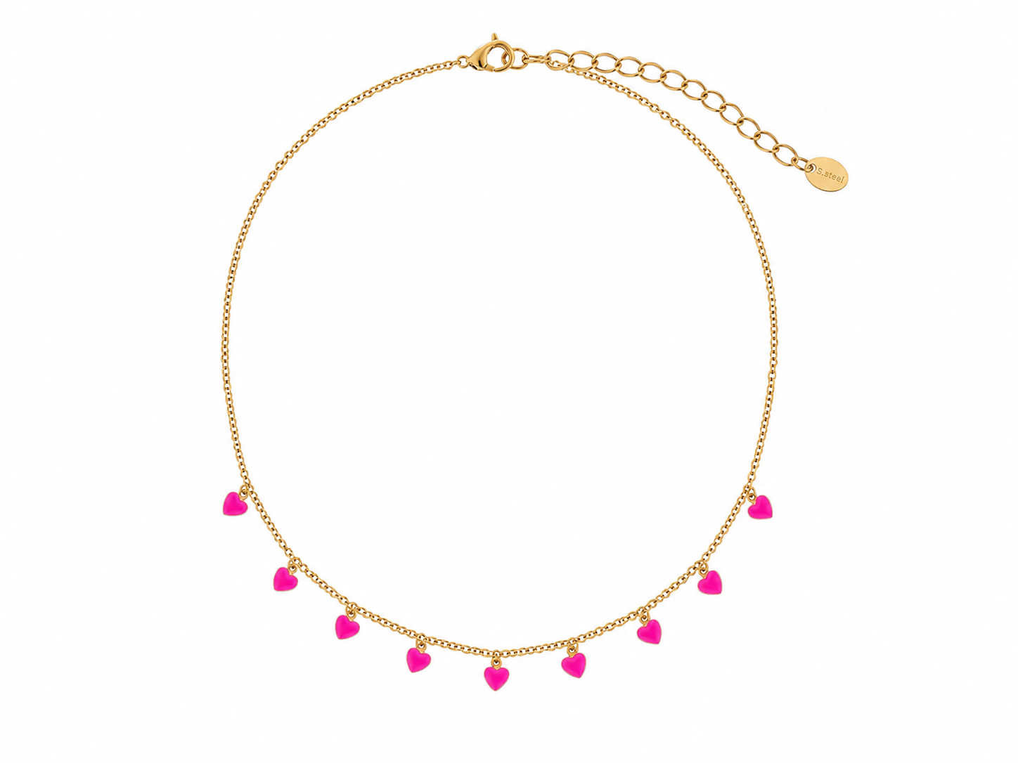 Collier à Cœurs Fuchsia